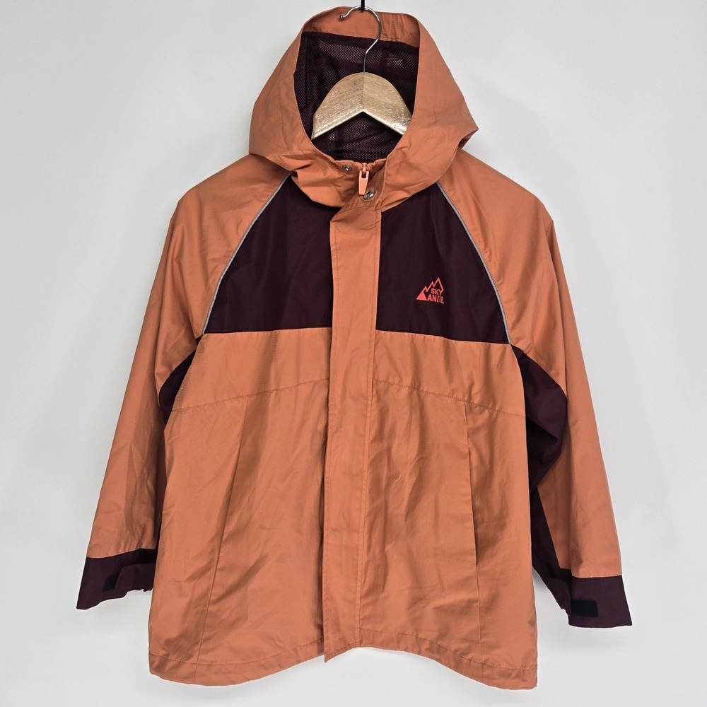 Sky Annil Windbreaker Jacket Youth 12-14 150 Orange Maroon Hooded Hiking Coat